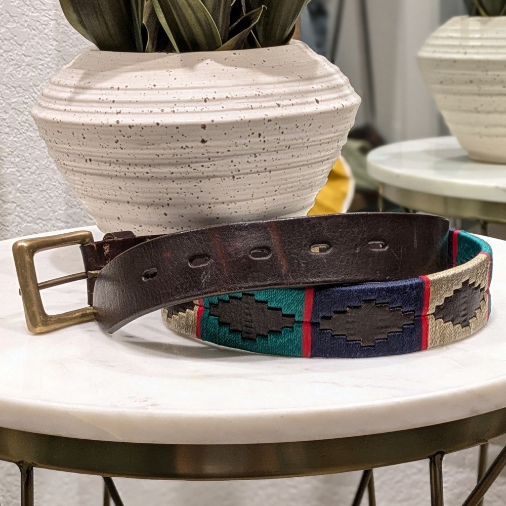 La Matera El Mercado Polo Belt Limited Edition Geometric Gaucho Brass Buckle